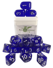 Role 4 Initiative - Translucent Dark Blue/White Numbers Arch'D4 15pc